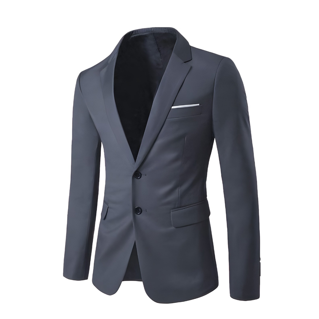 Men's Midnight Grey Slim-Fit Blazer