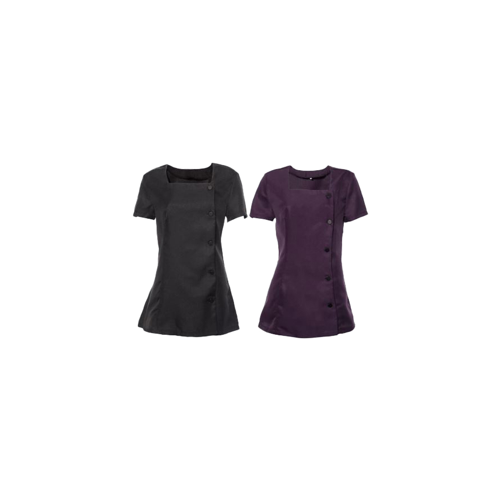 Black And Purple Polyester Spa Uniform